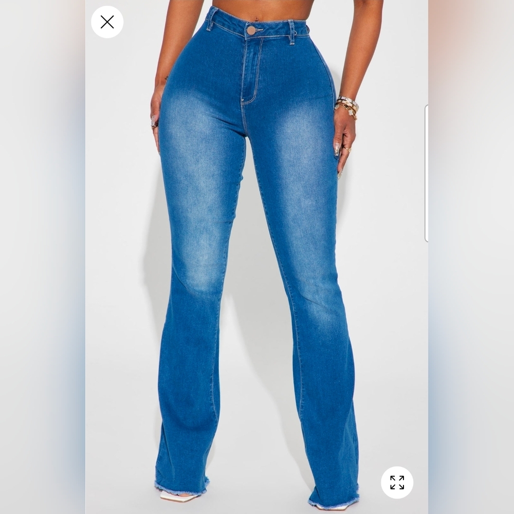 Fashion Nova High Waist Blue Flare Jeans